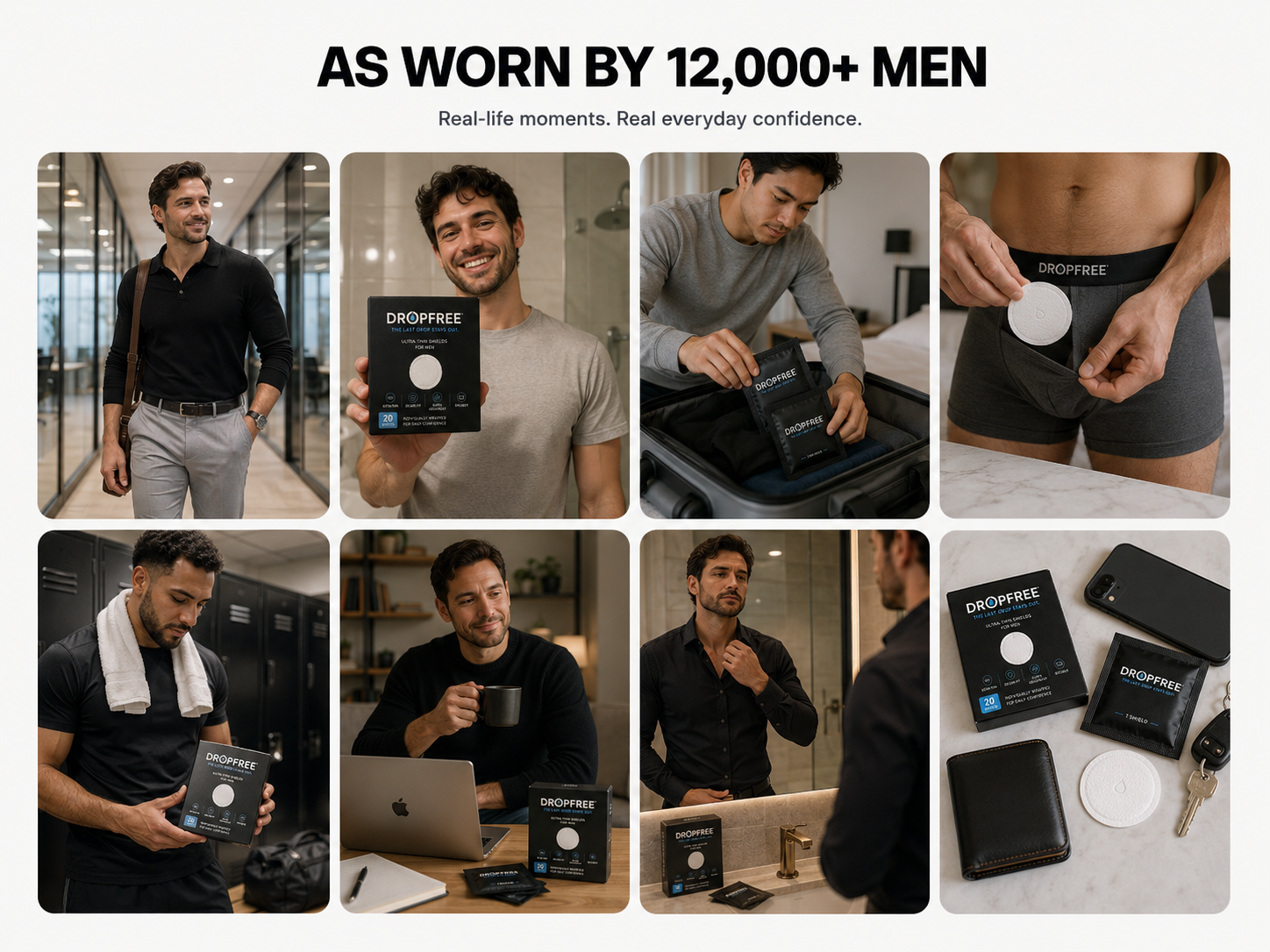 Real customers using DROPFREE at work, the gym, the office and while travelling